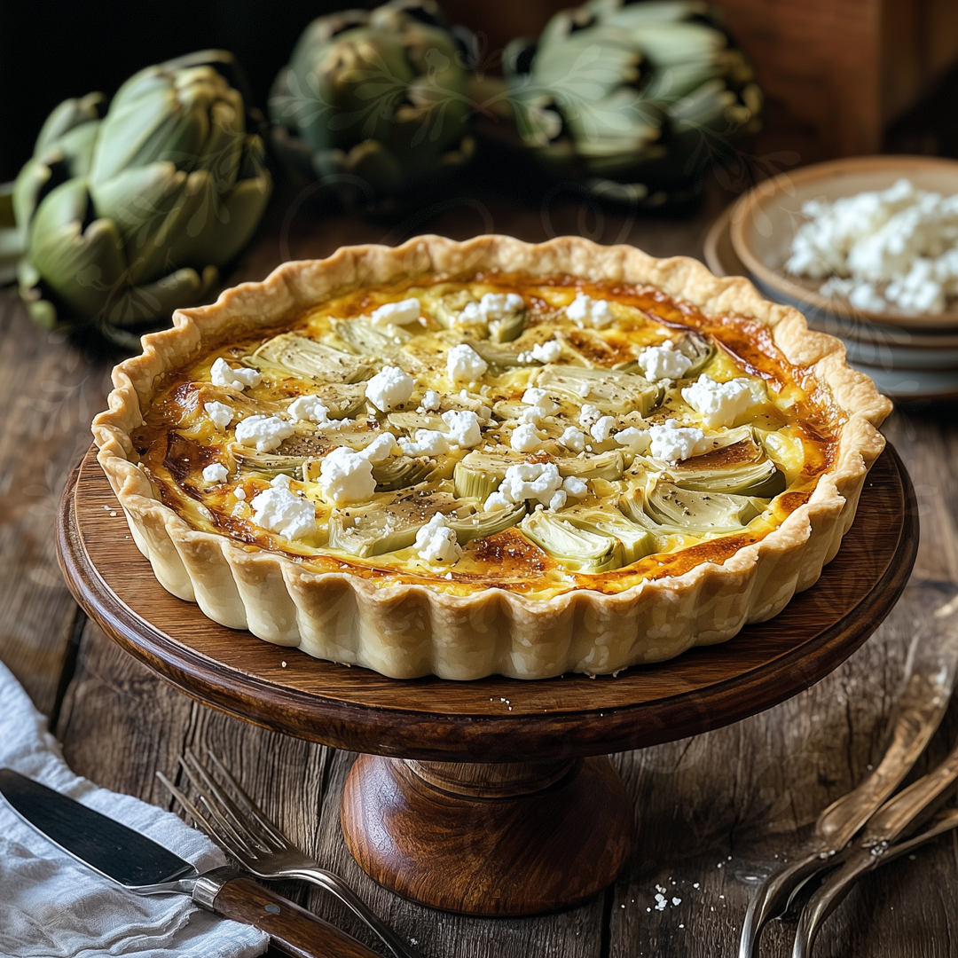 "Quiche Feta et Coeurs d'Artichaut" - Quiche de Queso Feta y Corazones de Alcachofa